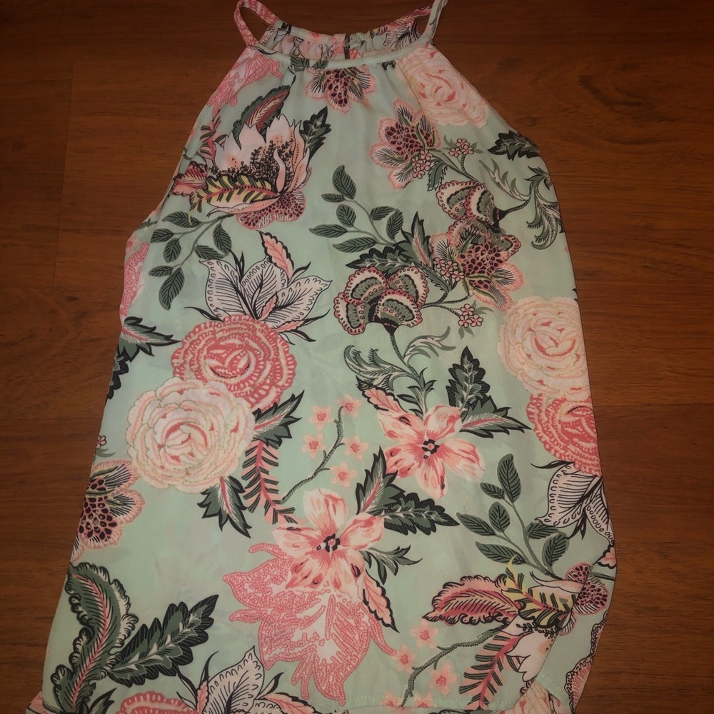 green floral tank top